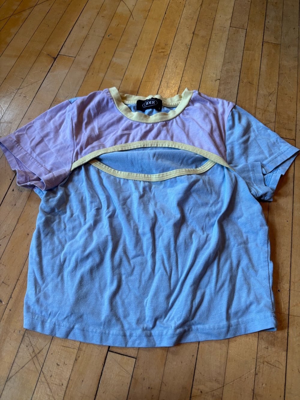 Cider Pastel Lavender, Pink & Yellow Trim Short Sleeve Tee